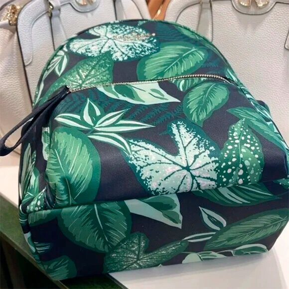 S Kate Spade Chelsea Green Fern Foliage Medium Backpack KH414 NWT $299 Retail